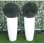 A PAIR OF ILLUMINATED WHITE PLASTIC JARDINIERES (2)