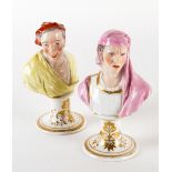 A PAIR OF DERBY BUSTS OF THE `LAUGHING AND CRYING PHILOSOPHERS' (2)