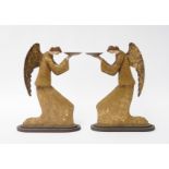 A PAIR OF GILT-METAL ANGEL CANDLESTICK HOLDERS (2)