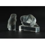 TWO LALIQUE FROSTED AND CLEAR GLASS PAPERWEIGHTS (2)