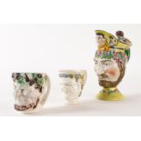 THREE PEARLWARE MASK JUGS (3)