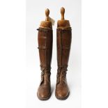 A PAIR OF WWI LEATHER CAVALRY OFFICER'S BOOTS (2)