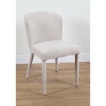 A CREAM VELVET UPHOLSTERED SIDE CHAIR