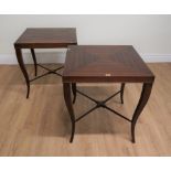 ‘ETHAN ALLEN’ A PAIR OF ROSEWOOD SQUARE OCCASIONAL TABLES (2)