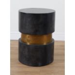 A GREY LACQUERED AND BRONZE CIRCULAR OCCASIONAL TABLE