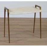 ‘GINGER BROWN’ A FAUX SHAGREEN AND BRASS SIDE TABLE