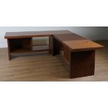 A MODERN WALNUT CORNER WRITING DESK