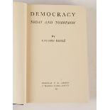 BENES, Eduard (1884-1948). Democracy. Today and Tomorrow, London, 1939, 8vo, buckram. FIRST...