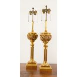 A PAIR OF MEXICAN GILTWOOD TABLE LAMPS (2)