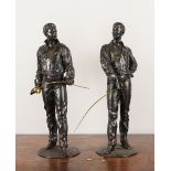 A PAIR OF FRENCH SPELTER FIGURES OF FENCERS CAST AFTER A MODEL BY RENE CHARLES MASSE (2)