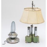 A CHROME PLATED SHAGREEN VENEERED TABLE LAMP (2)