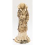AN ART DECO ALABASTER FIGURAL TABLE LAMP
