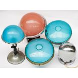 AN ART DECO PINK GLASS CHROME PLATED SPHERICAL TABLE LAMP (5)