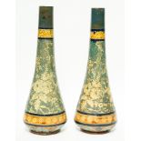 A PAIR OF TALL DOULTON SLATERS PATENT STONEWARE VASES (2)