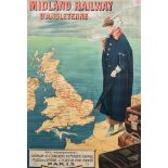 MIDLAND RAILWAY D'ANGLETERRE PARIS TRAVEL POSTER