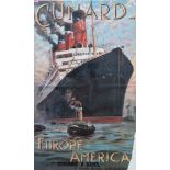 CUNARD EUROPE AMERICA TRAVEL POSTER BY ODIN TROSENVINGE