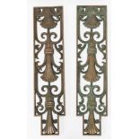 A PAIR OF ART DECO BRONZE BALUSTRADE RAILS