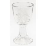 FOOTBALL INTEREST: A CONTINENTAL ENGRAVED GLASS GOBLET