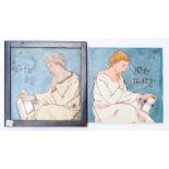 TWO UNUSUAL MINTON HOLLINS & CO.POTTERY TILES (2)