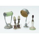 AN ART DECO CHROME-PLATED AND GREEN OPAQUE GLASS DESK LAMP (4)