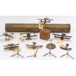 GROUP OF EIGHT BRASS AND COPPER MODEL WAR PLANES INCLUDING FIVE BI-PLANES (8)