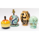 FOUR CERAMIC TABLE LAMP BASES INCLUDING A CLARICE CLIFF EXAMPLE (4)