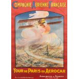 COMPAGNIE AERIENNE FRANCIASE TOUR DU PARIS EN AEROCAR FRENCH AVIATION POSTER