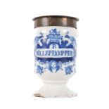 A DUTCH DELFT BLUE AND WHITE DRUG JAR