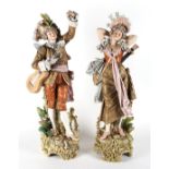 A LARGE PAIR OF CONTINENTAL PORCELAIN FIGURES OF MUSICIANS (2)