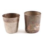 TWO SILVER TUMBLERS (2)