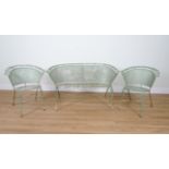 AN EARLY 20TH CENTURY FRENCH GREEN PAINTED GARDEN SUITE (6)