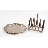 A SILVER TOASTRACK AND A SILVER WAITER (2)