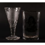 A DUTCH ENGRAVED ARMORIAL WINE GLASS