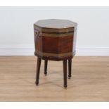 A GEORGE III BRASS BOUND MAHOGANY OCTAGONAL WINE COOLER