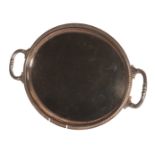 A SILVER OVAL TWIN HANDLED TRAY