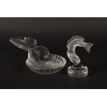 `DAHLIA ET PAPILLON' A LALIQUE FROSTED AND CLEAR GLASS CENDRIER