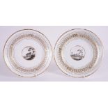 TWO RUSSIAN PORCELAIN PLATES FROM THE SERVICE SERVICE OF THE GRAND DUKE PAUL PETROVICH