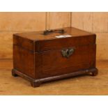 A 18TH CENTURY INLAID WALNUT RECTANGULAR TEA CADDY