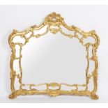 A 20TH CENTURY GILT FRAMED OVERMANTEL MIRROR