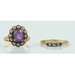 TWO GOLD AND GEM SET RINGS (2)