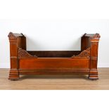 A 19TH CENTURY FRENCH CARVED OAK SINGLE BED