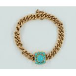 A TURQUOISE SET CURB BRACELET