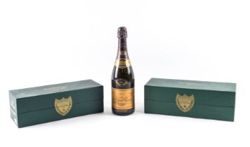 TWO BOTTLES OF DOM PERIGNON VINTAGE CHAMPAGNE 1985 & 1995 AND A BOTTLE OF VEUVE CLICQUOT...