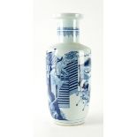 A TALL CHINESE BLUE AND WHITE ROULEAU VASE