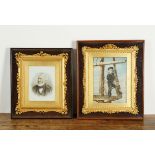J WESTON & SON: TWO LATE VICTORIAN FRAMED PHOTOGRAPHIC PORTRAITS ON PORCELAIN (2)