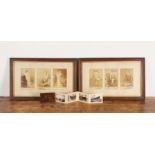FILM AND ENTERTAINMENT: TWO MOUNTED DISPLAYS OF VICTORIAN SEPIA CABINET CARDS OF ACTORS,...