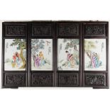 A SET OF FOUR CHINESE FAMILLE ROSE `IMMORTALS' RECTANGULAR PANELS (4)