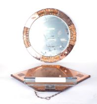 AN ART DECO WALL MIRROR OF HEXAGONAL FORM