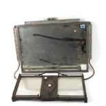 A WROUGHT IRON AND MIRRORED ART DECO TRAY (2)