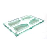 MANNER OF JEAN LUCE (1895-1964) A HEAVY CUT GLASS RECTANGULAR TRAY